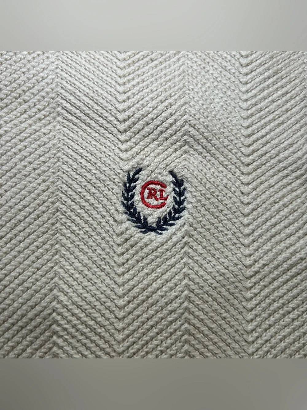 VTG Chaps Ralph Lauren Men's Knit Crew Neck Sweater XL Cream Hand Framed Cotton